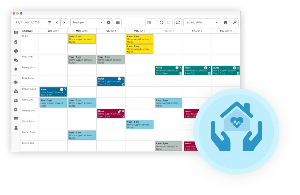 Celayix scheduling user interface for home care