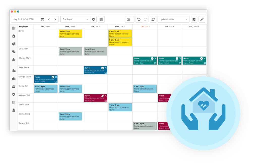 Celayix scheduling user interface for home care