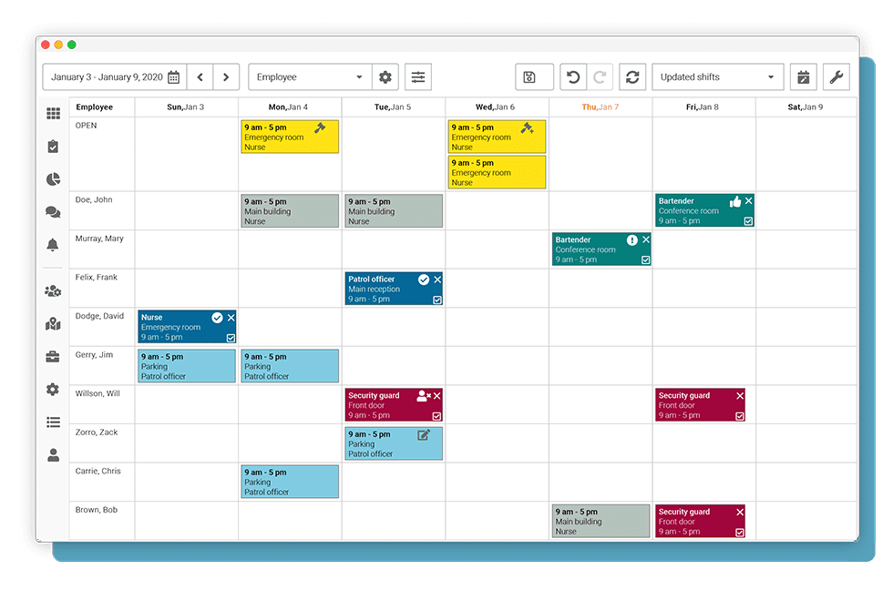 Employer creating its staff schedule