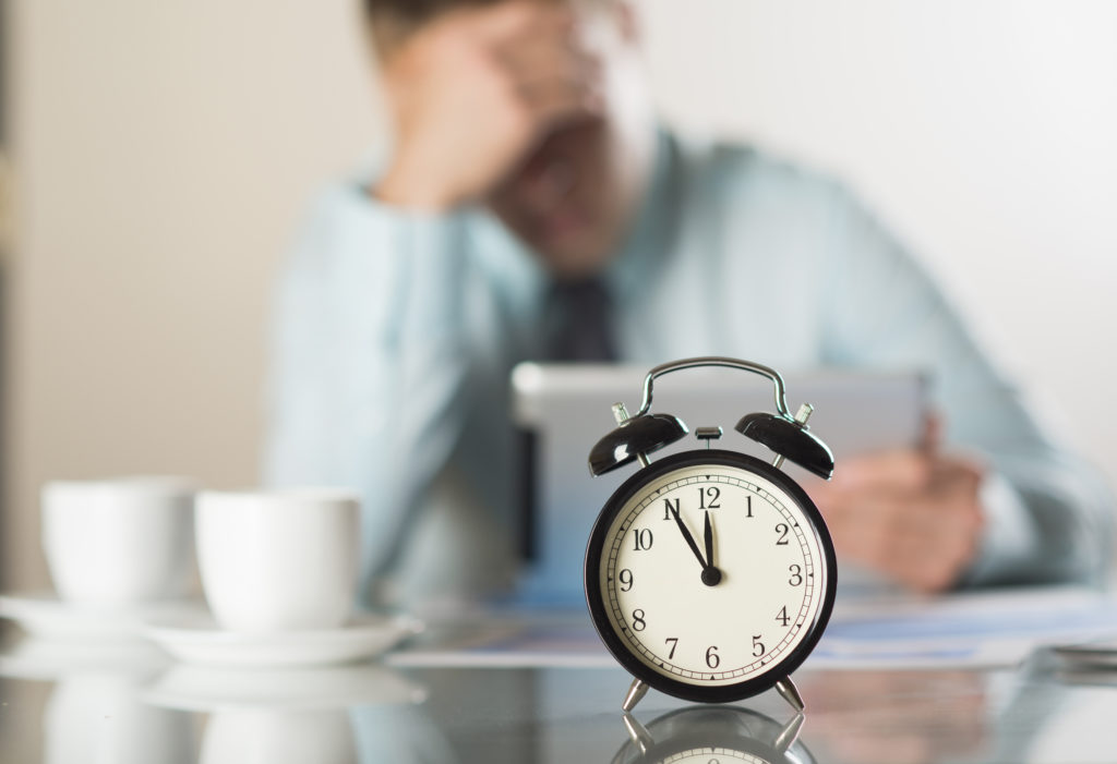 Businessman in office has problem with deadline