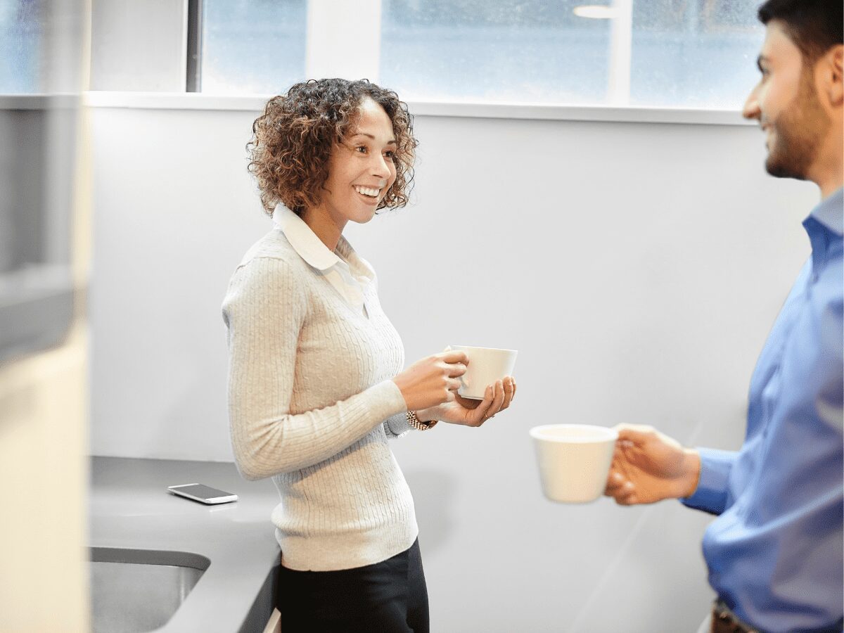 stealing time at work on coffee break