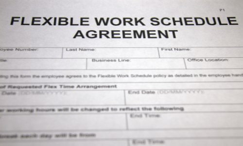 A flexible work schedule agreement document