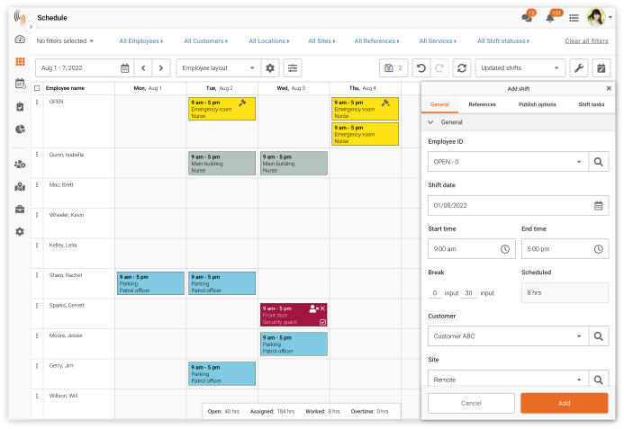 Employee scheduling software platform