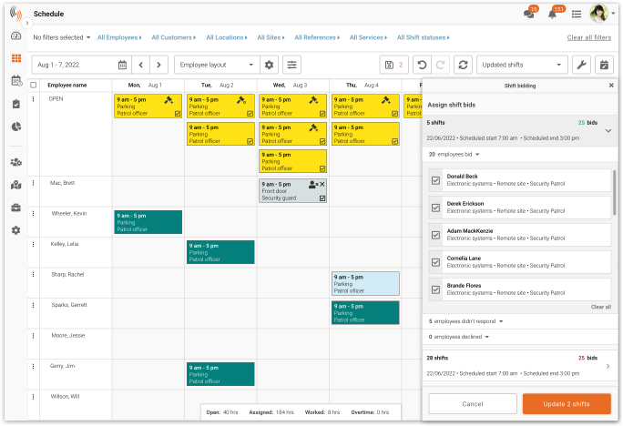 Shift Bidding Celayix feature