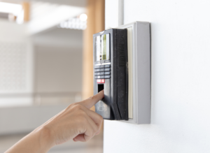 Biometric Time Clock being used