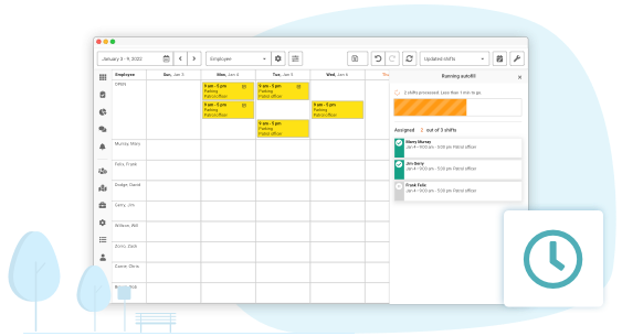 Celayix employee scheduling software showing autofill feature running