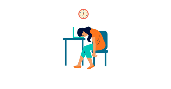 Stressed woman at desk