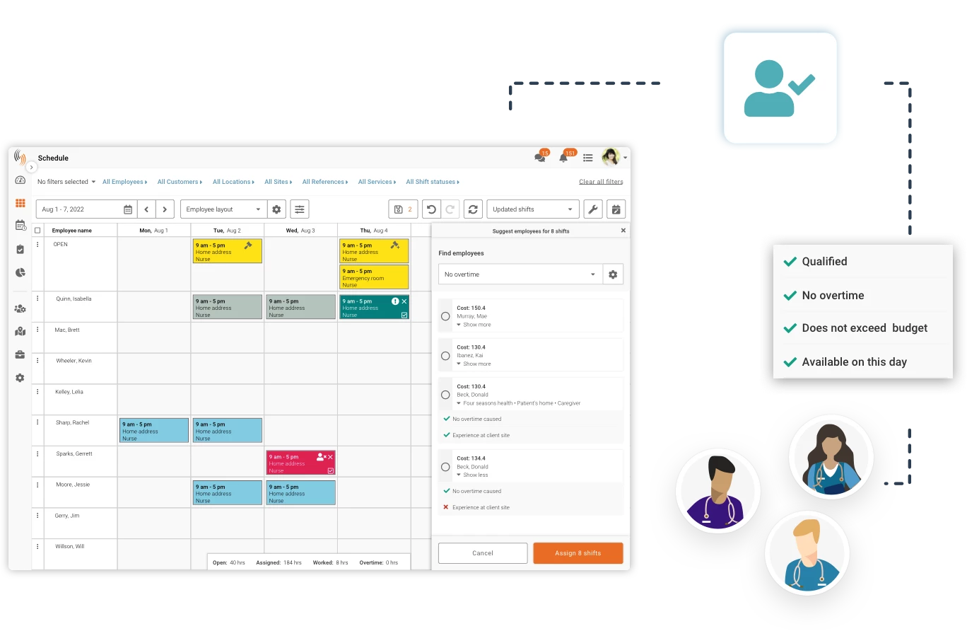 Manage scheduling with finding replacements