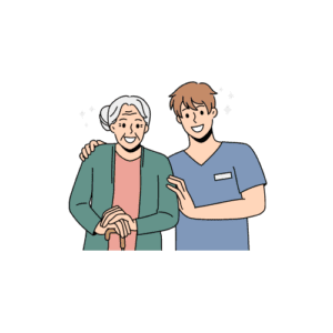 caregiver helping elderly lady