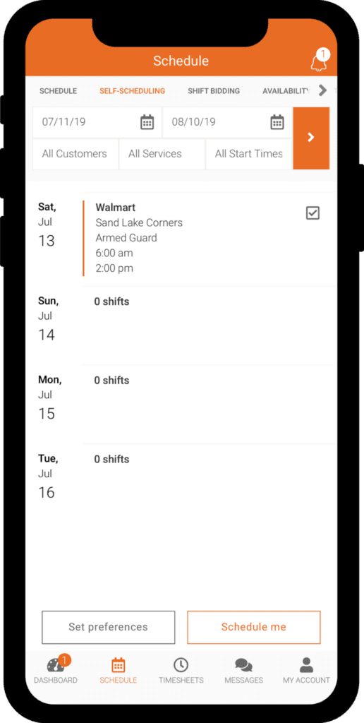 self scheduling on phone